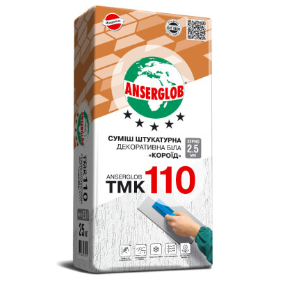 Штукатурка Anserglob ТМК 110 «Короед» белая, 25 кг