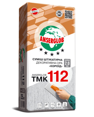 Штукатурка Anserglob ТМК 112 «Короед» серая, 25 кг