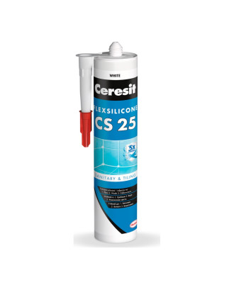 Герметик силіконовий Ceresit CS 25 MicroProtect у кольорі затирки, 280 мл